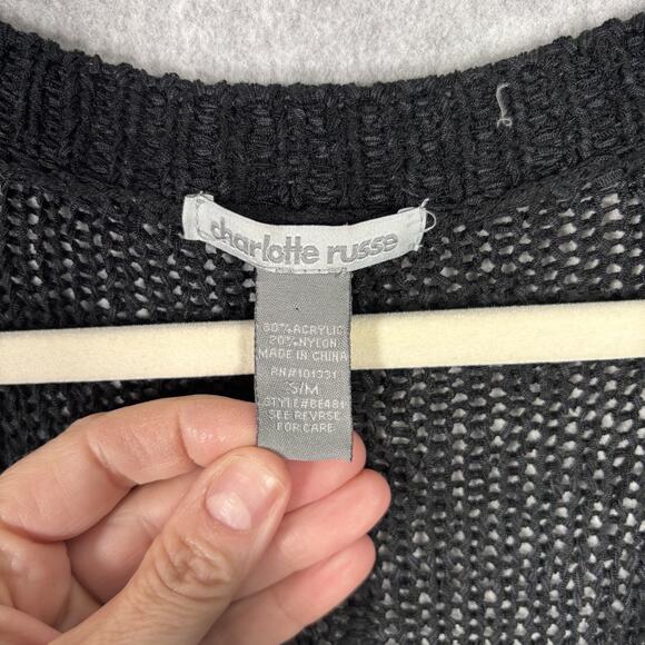 Charlotte Russe Sweater Small Crochet Sheer Tunic‎ Boho Lagenlook Lagom Quiet - Picture 5 of 11